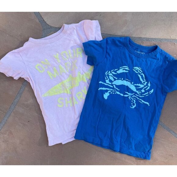 Jcrew Crewcuts Bundle Of 2 Boys Cotton Everyday T-Shirt - Size 4 - 5 Beach - Picture 1 of 5